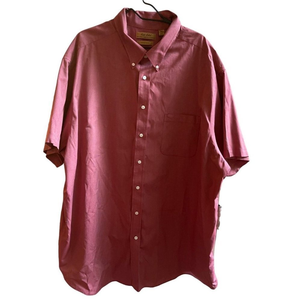Roundtree & Yorke Gold Label Button Dress Shirt Mens Large Non Iron Red size 4XT